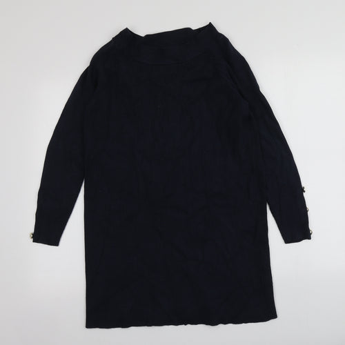 Only Womens Blue Square Neck  Viscose Pullover Jumper Size M