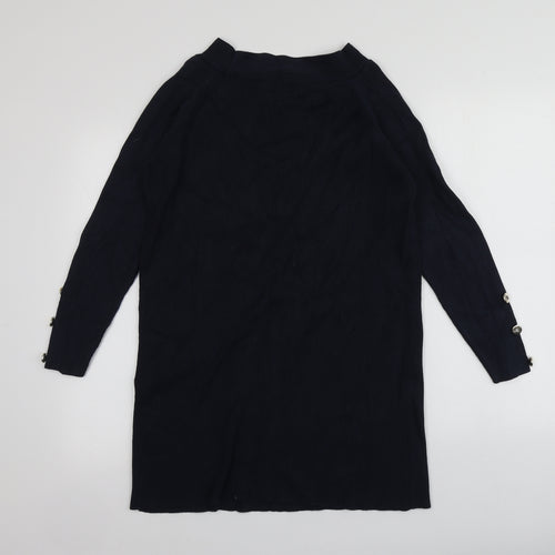 Only Womens Blue Square Neck  Viscose Pullover Jumper Size M