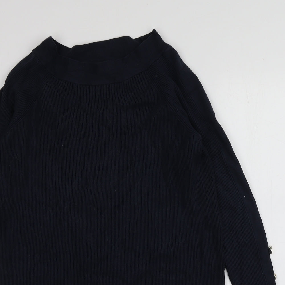 Only Womens Blue Square Neck  Viscose Pullover Jumper Size M