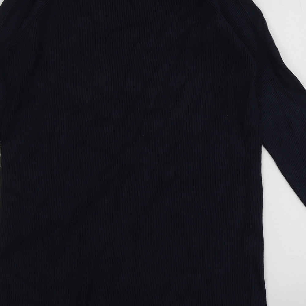 Only Womens Blue Square Neck  Viscose Pullover Jumper Size M