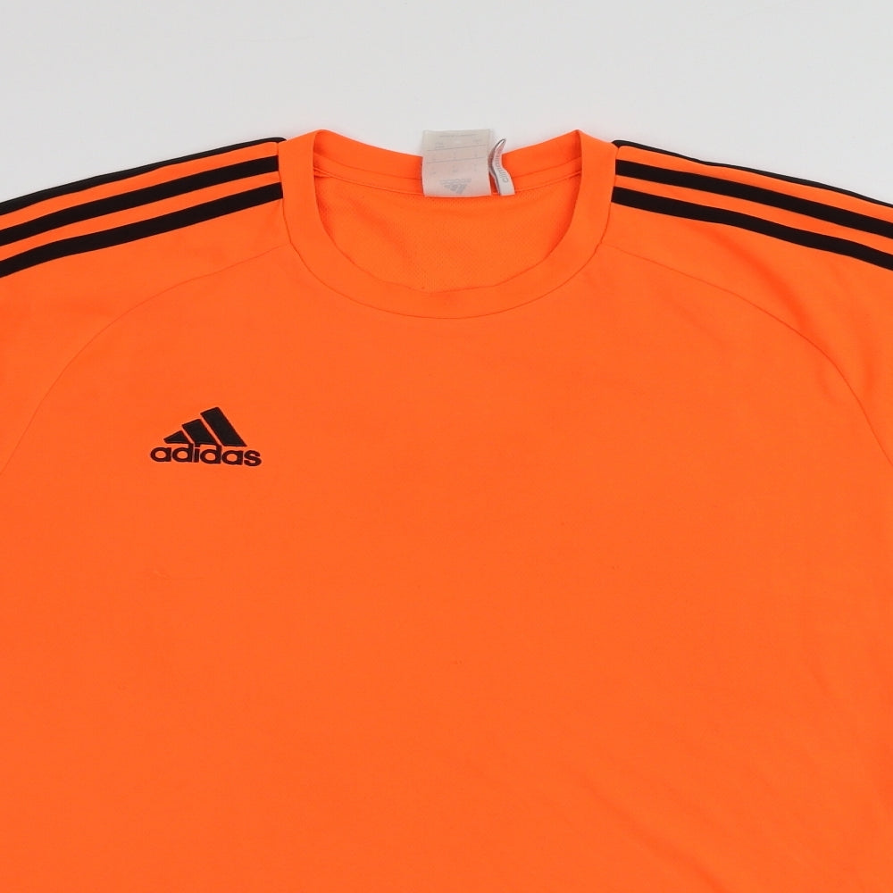 adidas Mens Orange  Polyester  T-Shirt Size L Round Neck