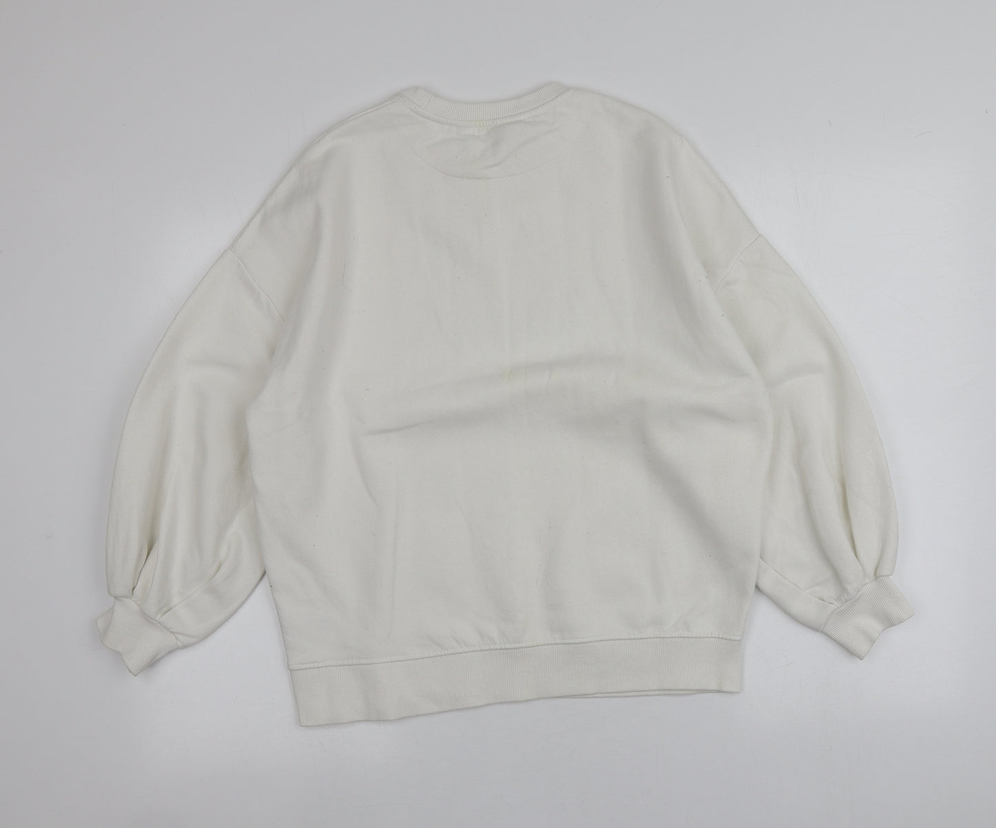 F&F Womens White  Cotton Pullover Hoodie Size 8