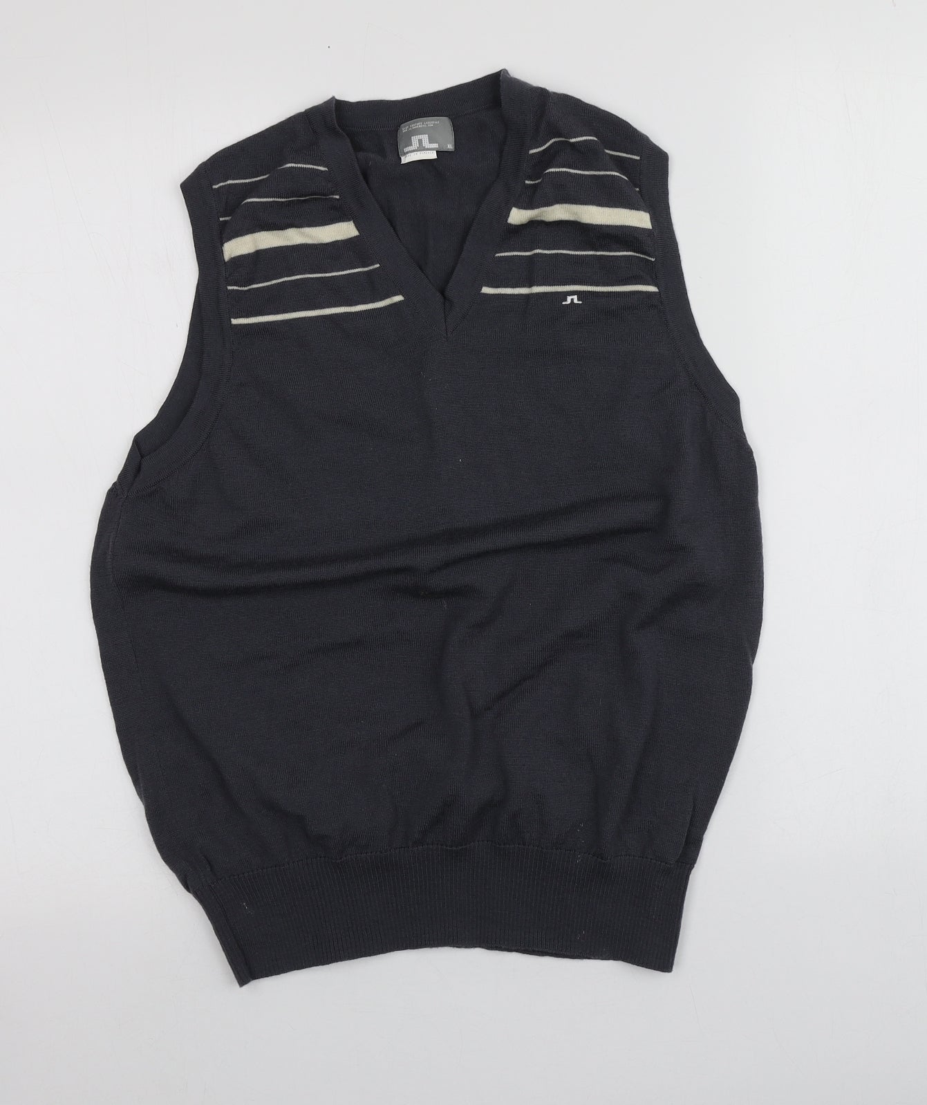 J.Lindeberg Mens Grey V-Neck  Wool Vest Jumper Size XL