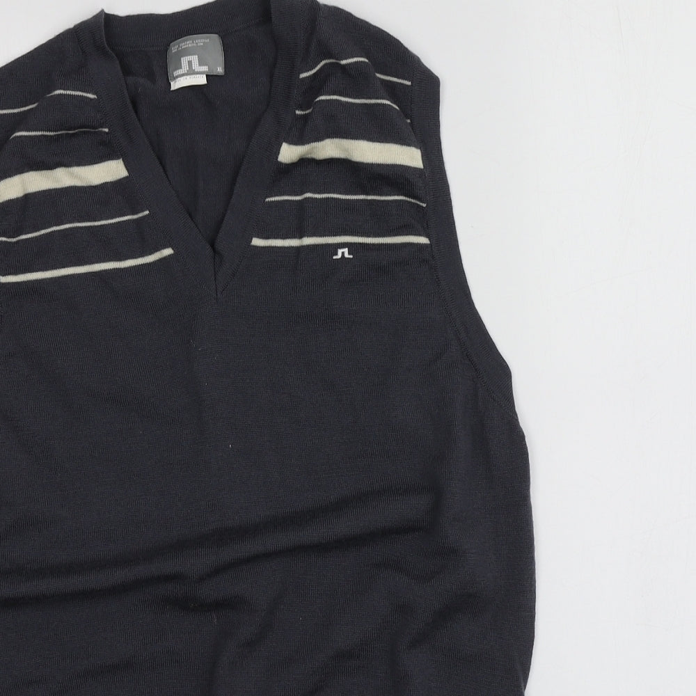 J.Lindeberg Mens Grey V-Neck  Wool Vest Jumper Size XL