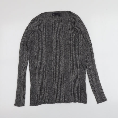 M&S Womens Grey Round Neck  Viscose Pullover Jumper Size 14