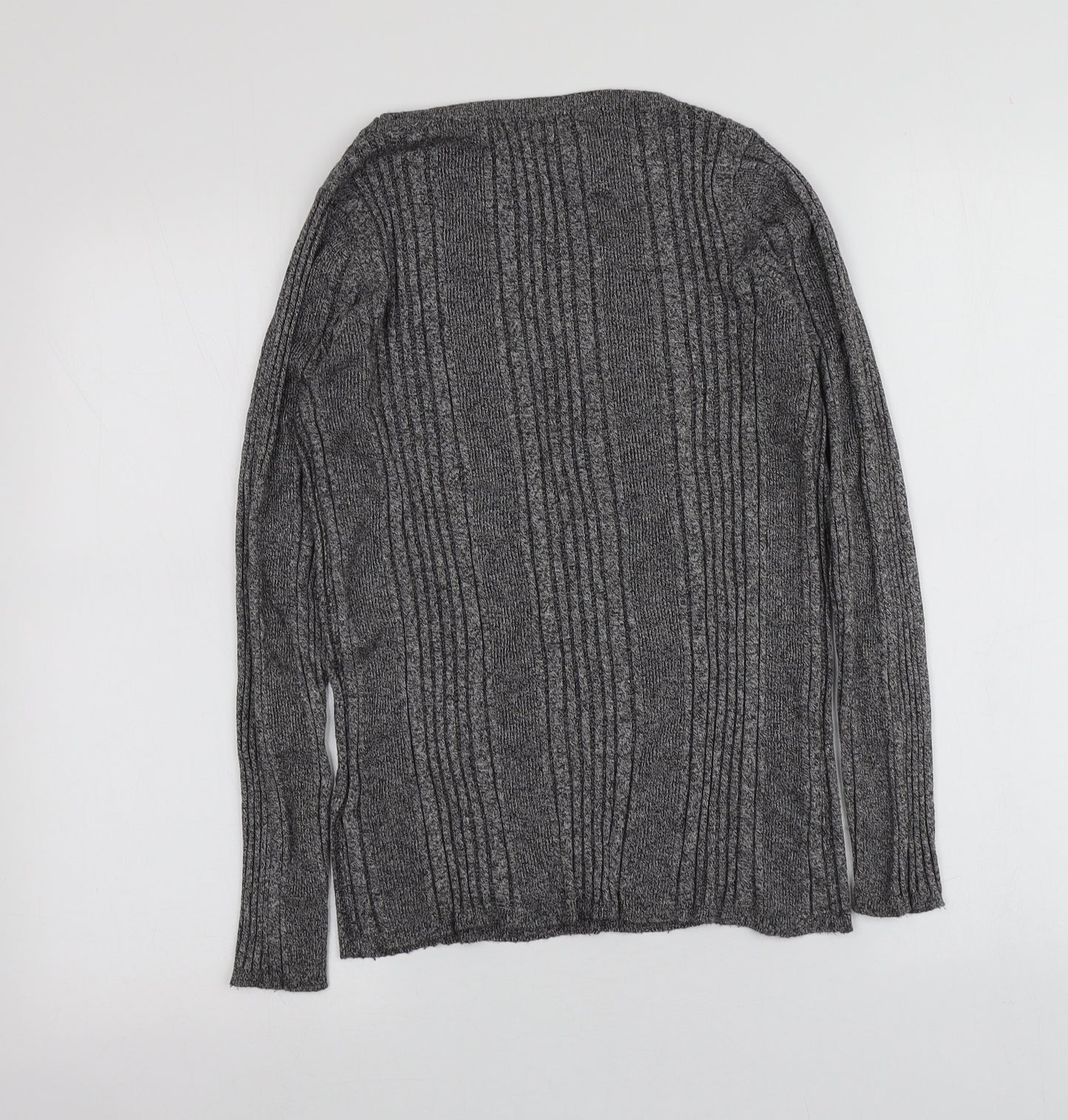 M&S Womens Grey Round Neck  Viscose Pullover Jumper Size 14