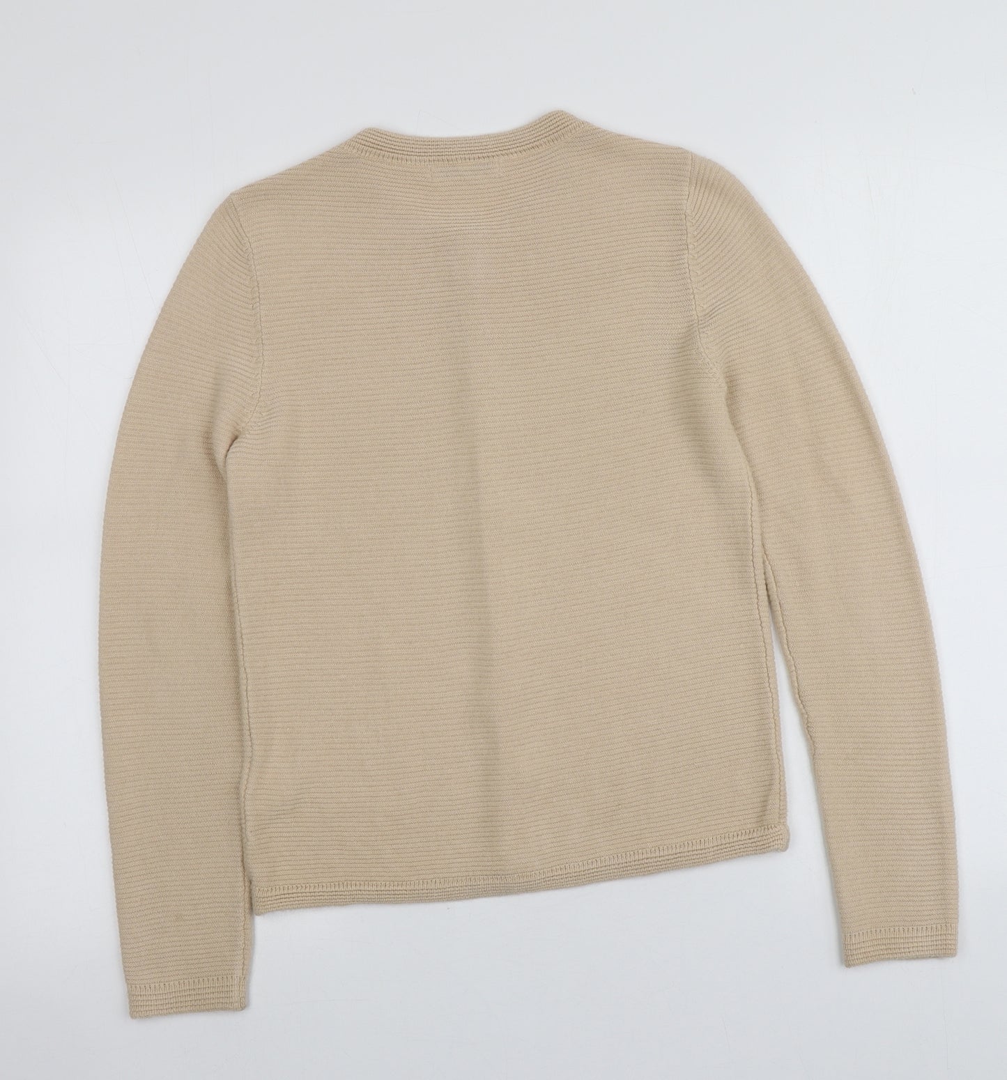 Classics Womens Beige Round Neck  Acrylic Cardigan Jumper Size 8