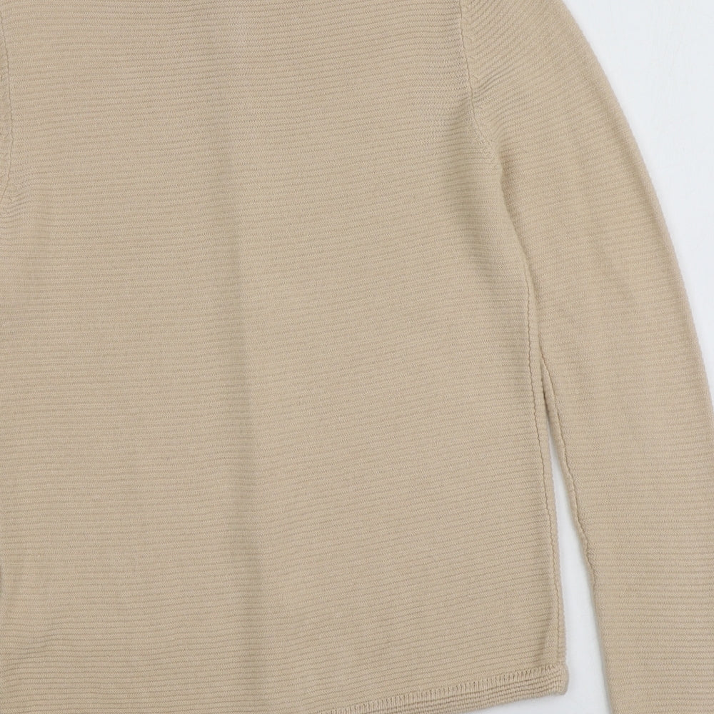 Classics Womens Beige Round Neck  Acrylic Cardigan Jumper Size 8