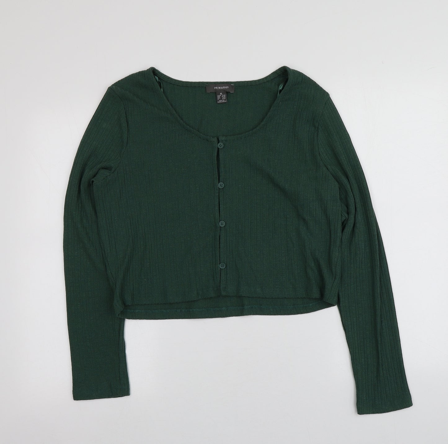 Primark Womens Green V-Neck  Polyester Cardigan Jumper Size XL
