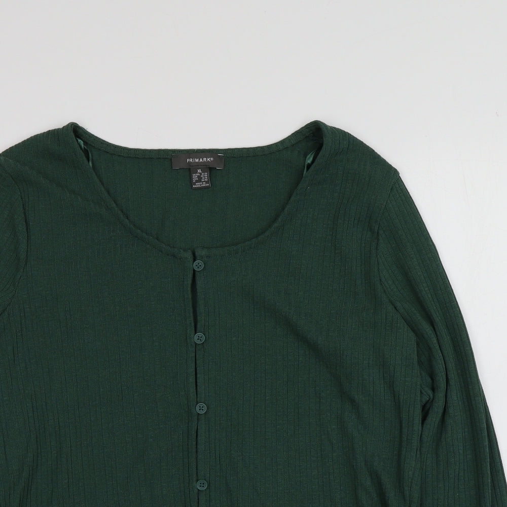Primark Womens Green V-Neck  Polyester Cardigan Jumper Size XL