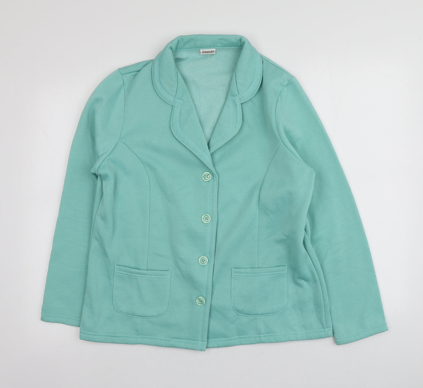 Damart Womens Blue V-Neck  Polyester Cardigan Jumper Size 14