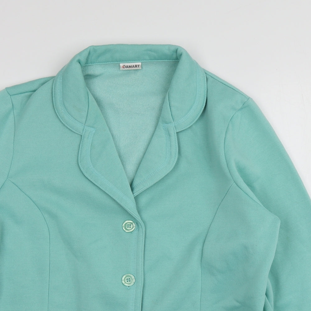 Damart Womens Blue V-Neck  Polyester Cardigan Jumper Size 14