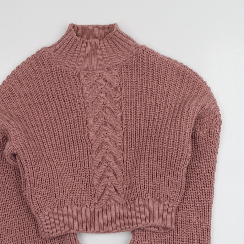 Missguided Womens Pink Round Neck  Acrylic Pullover Jumper Size 10