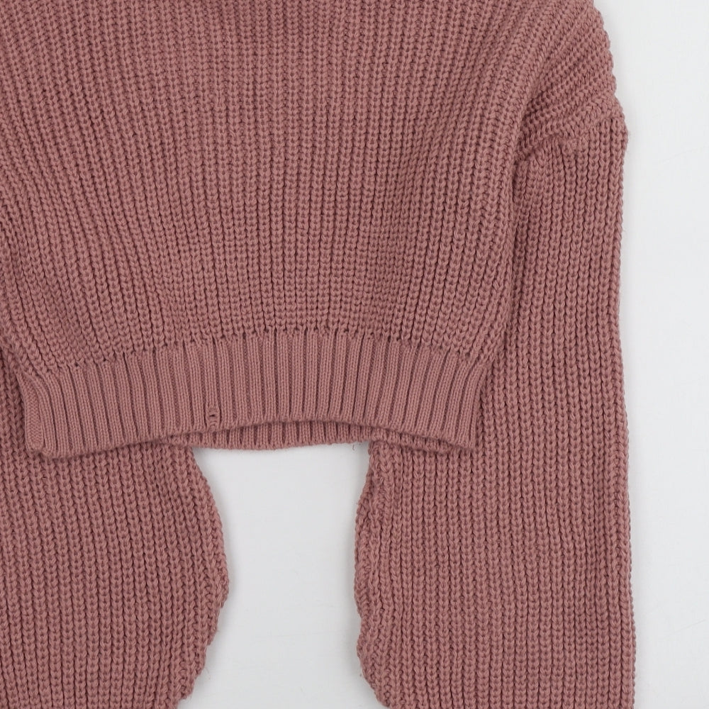 Missguided Womens Pink Round Neck  Acrylic Pullover Jumper Size 10