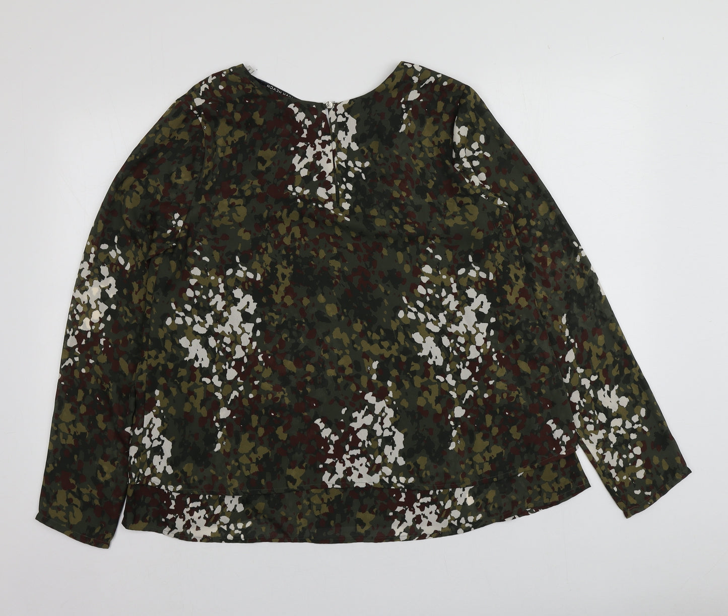 Silvian Heach Womens Green Camouflage Polyester Basic Blouse Size S Round Neck