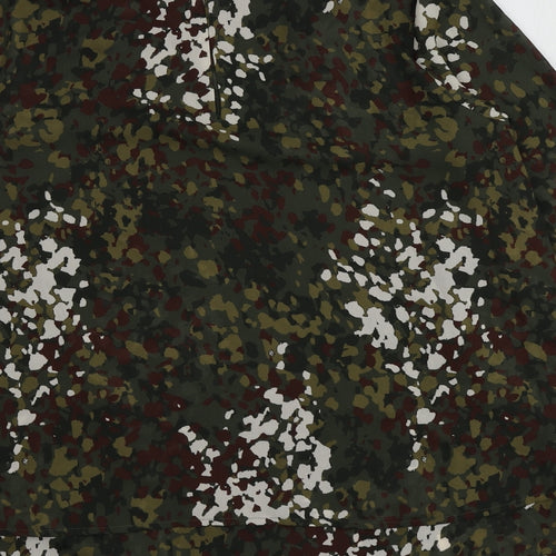 Silvian Heach Womens Green Camouflage Polyester Basic Blouse Size S Round Neck