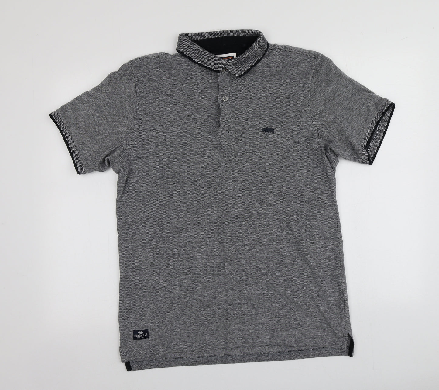 SoulCal&Co Mens Grey  Polyester  Polo Size L Collared