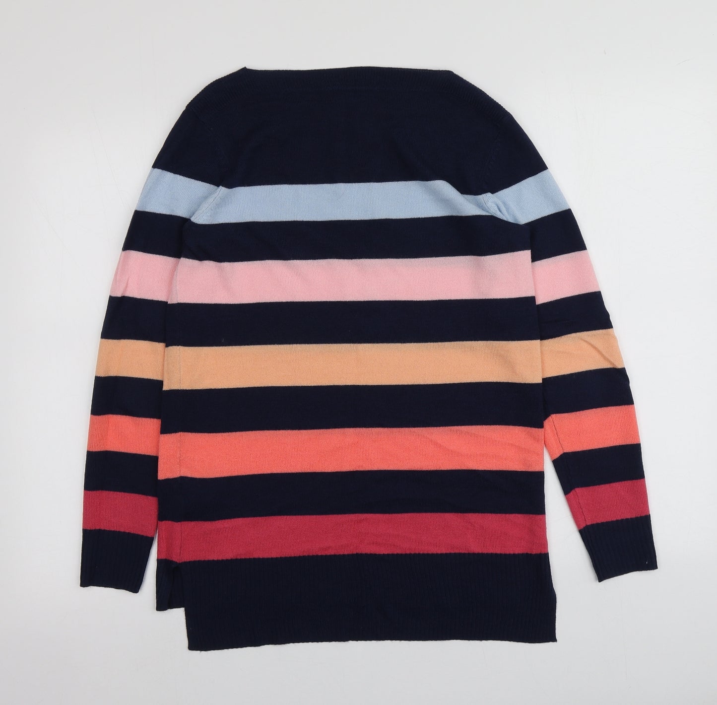 F&F Womens Multicoloured Round Neck Striped Acrylic Pullover Jumper Size 10