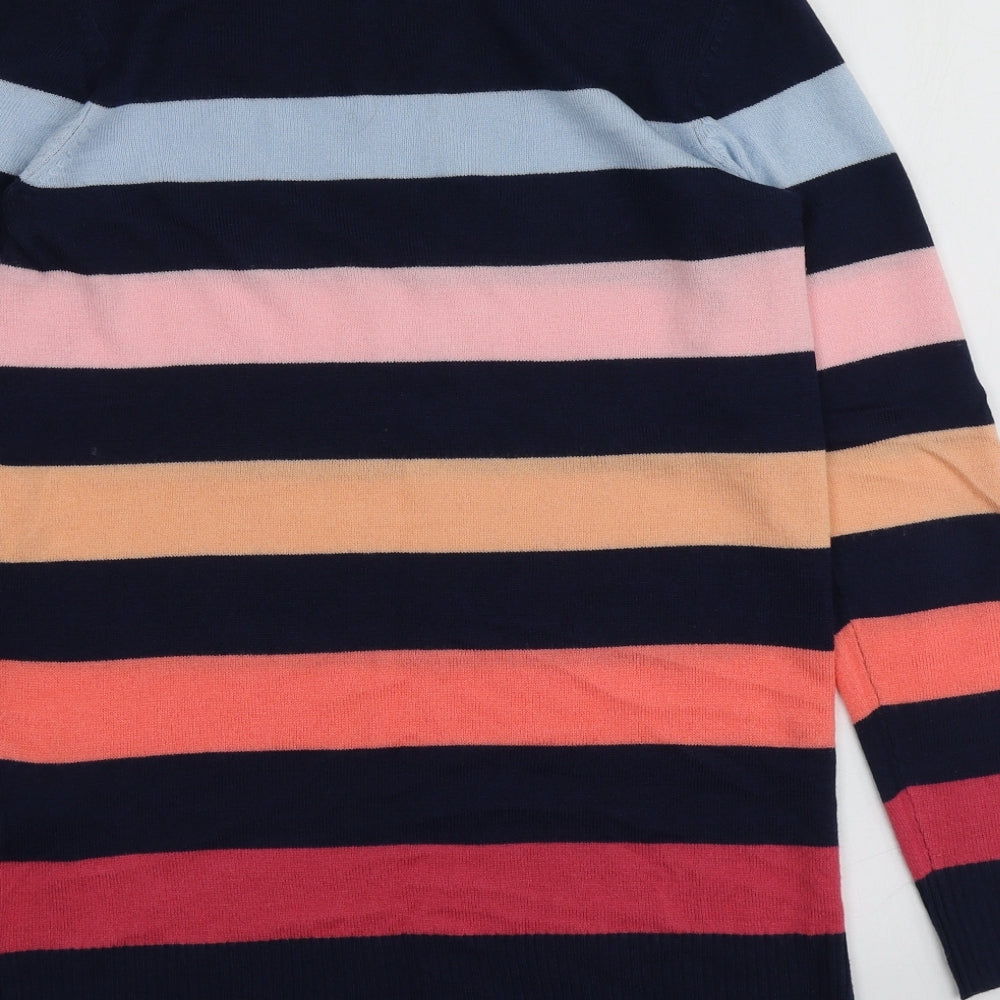 F&F Womens Multicoloured Round Neck Striped Acrylic Pullover Jumper Size 10