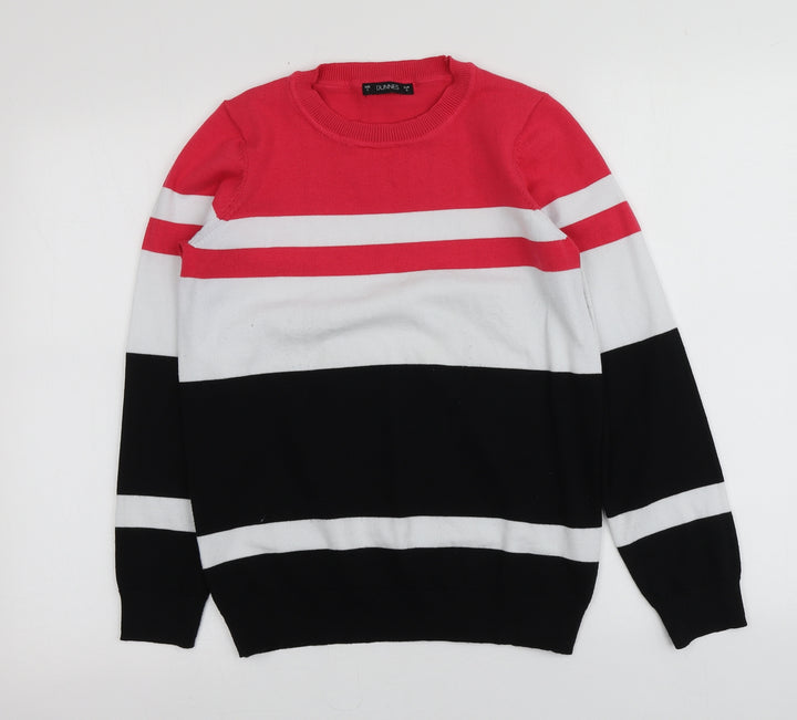Dunnes Stores Womens Multicoloured Round Neck Striped Polyester Pullover Jumper Size S