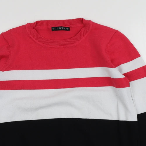 Dunnes Stores Womens Multicoloured Round Neck Striped Polyester Pullover Jumper Size S