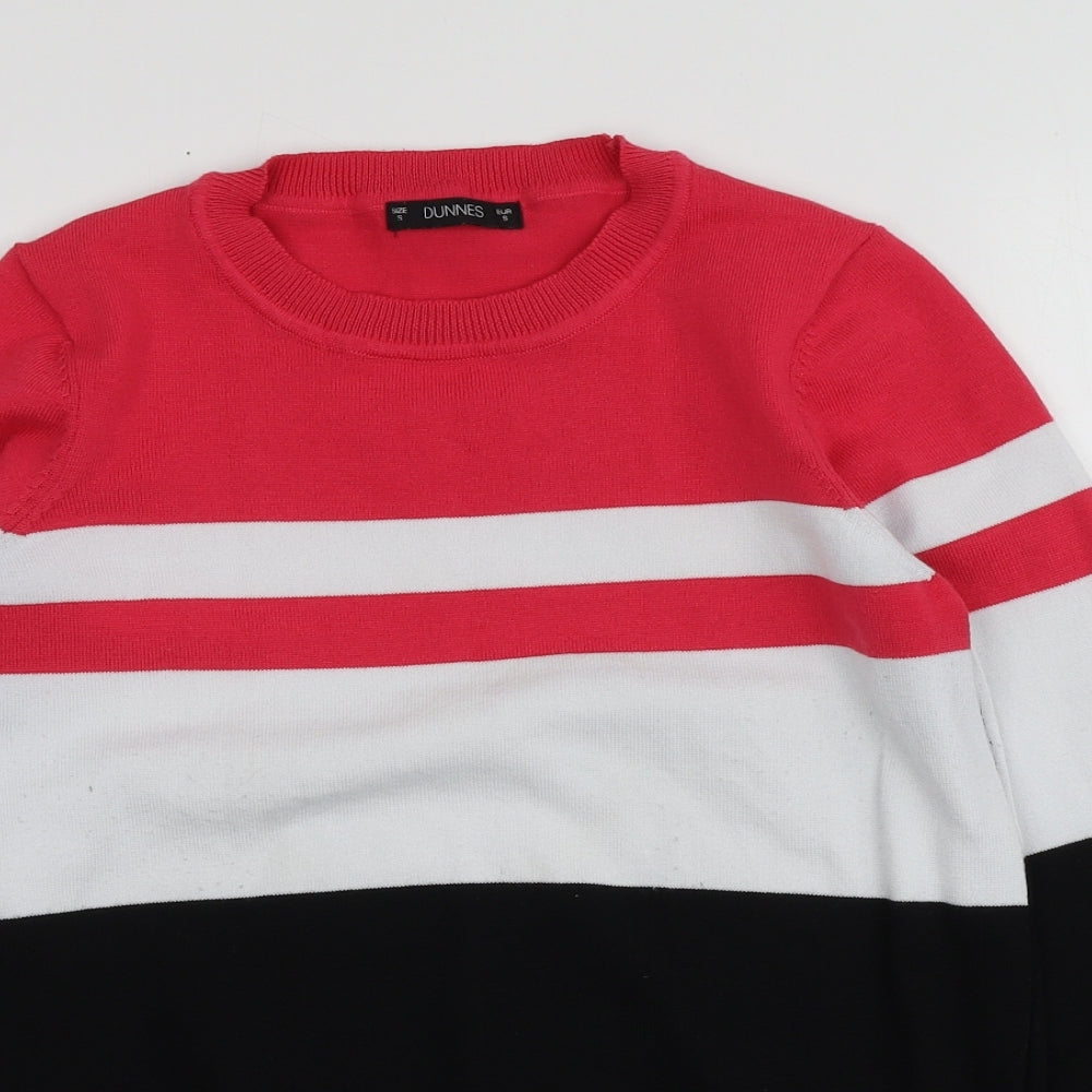 Dunnes Stores Womens Multicoloured Round Neck Striped Polyester Pullover Jumper Size S