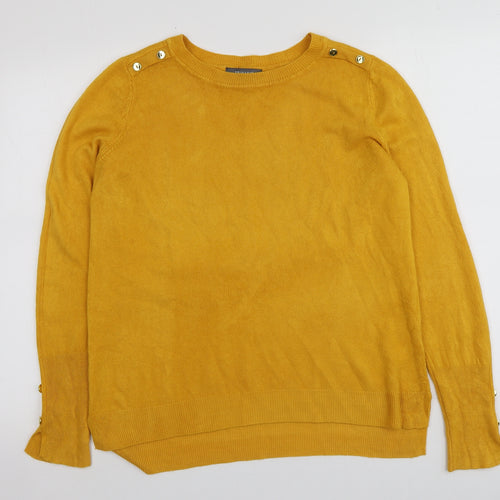 Primark Womens Yellow Round Neck  Acrylic Pullover Jumper Size S