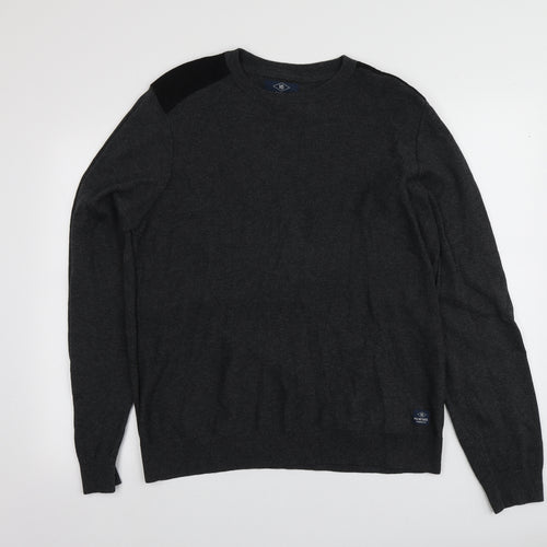 Holmes Mens Grey Round Neck  Cotton Pullover Jumper Size XL