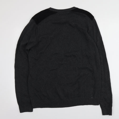 Holmes Mens Grey Round Neck  Cotton Pullover Jumper Size XL