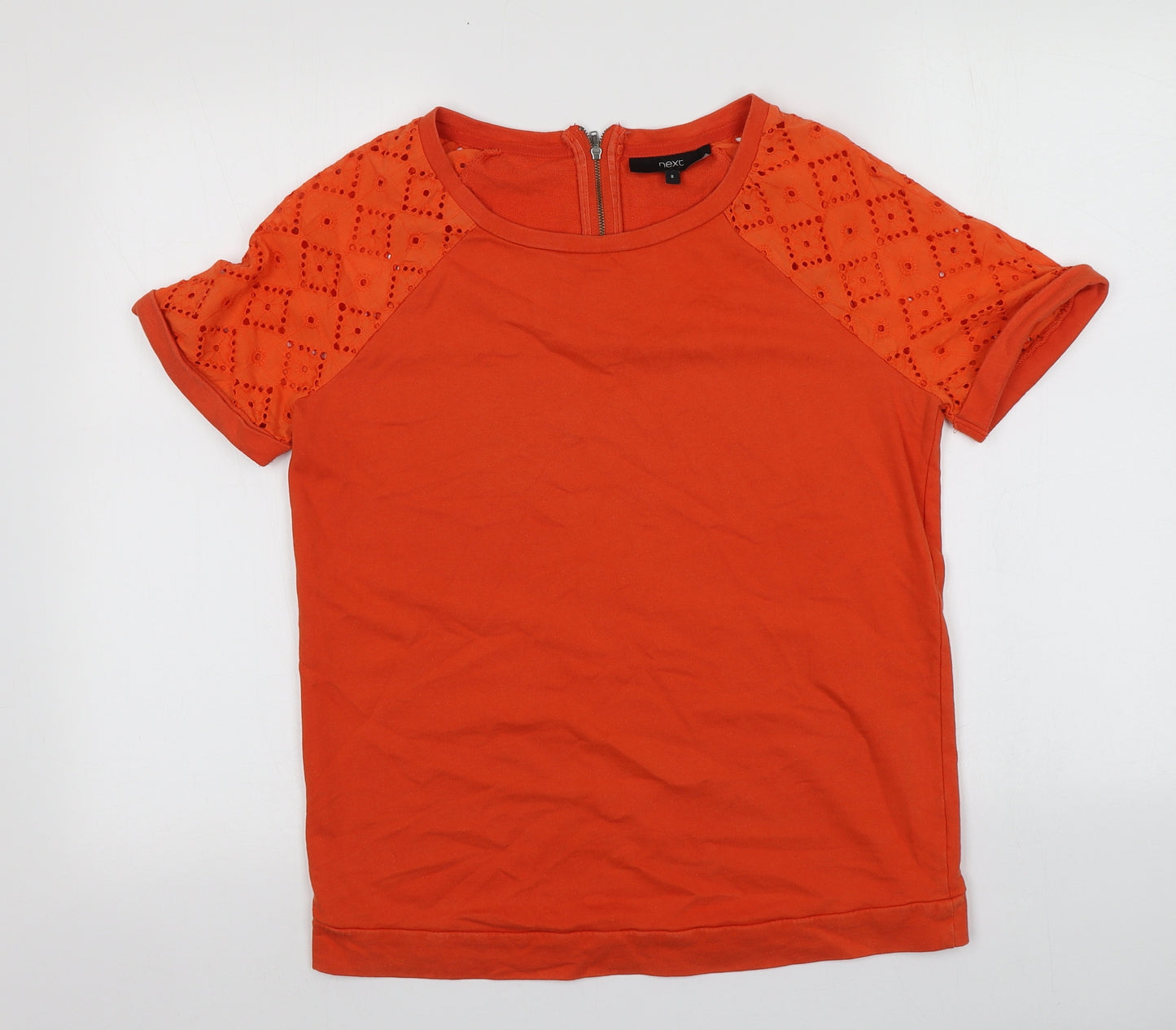 NEXT Womens Orange  Cotton Basic T-Shirt Size 8 Round Neck