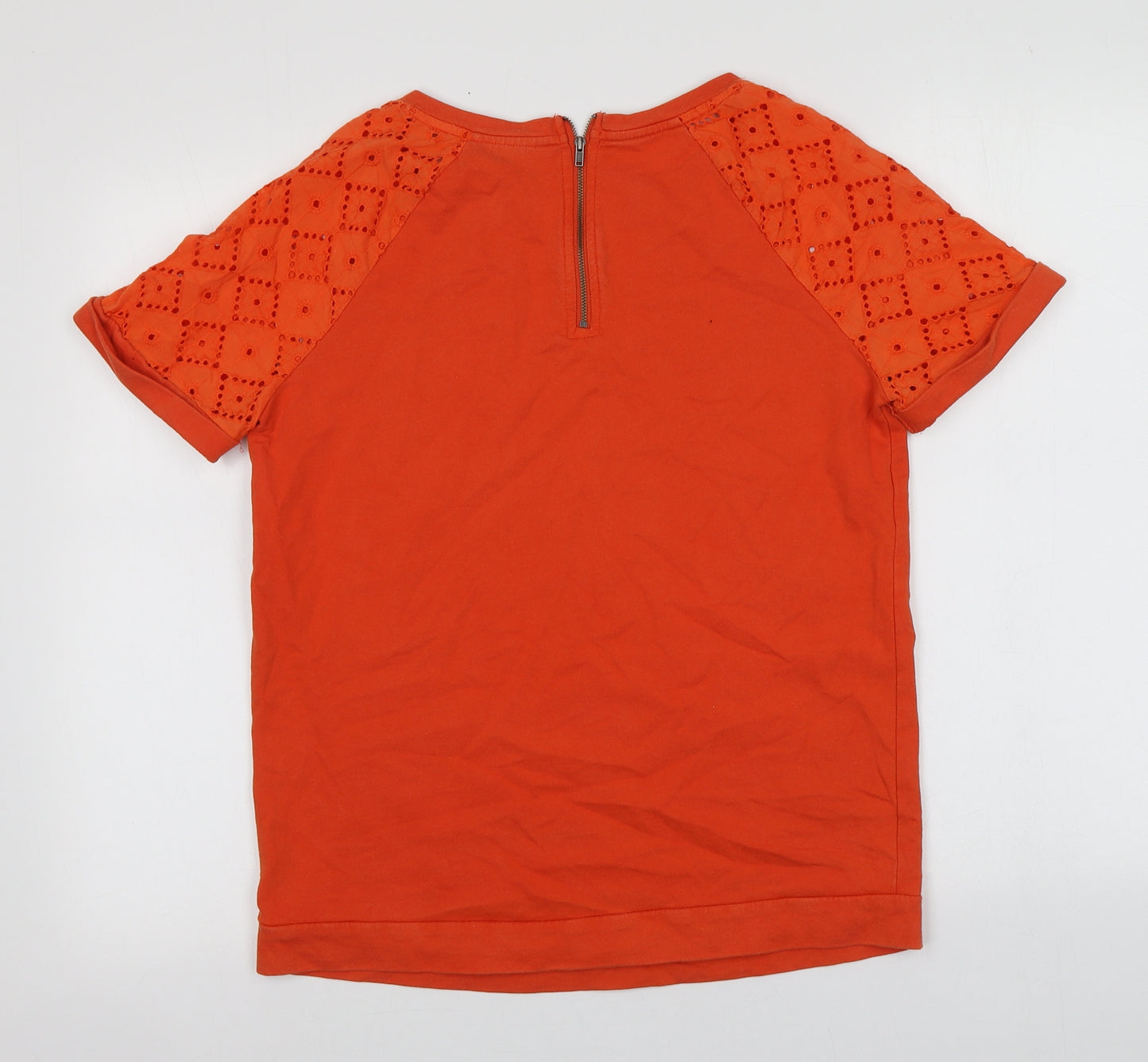 NEXT Womens Orange  Cotton Basic T-Shirt Size 8 Round Neck