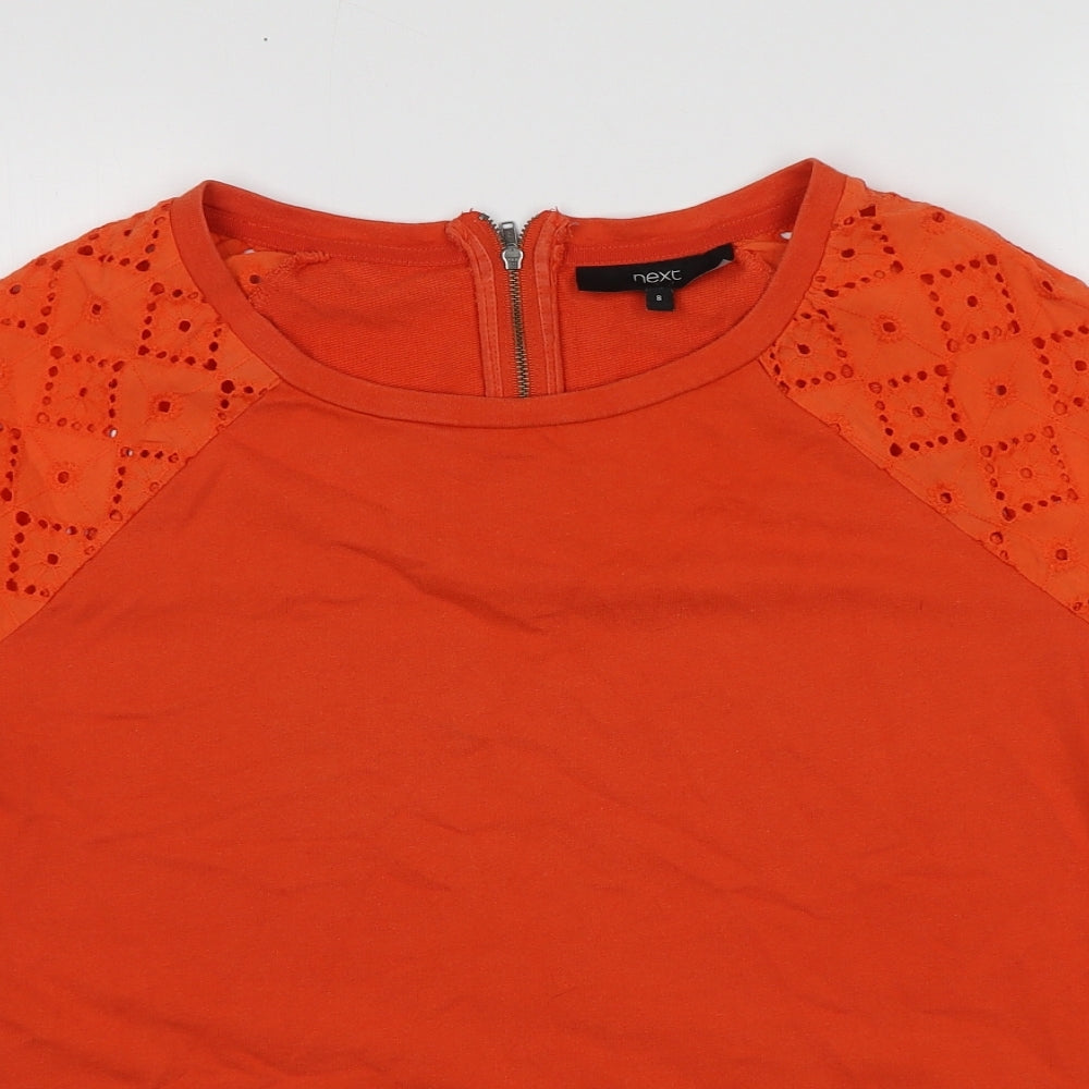 NEXT Womens Orange  Cotton Basic T-Shirt Size 8 Round Neck