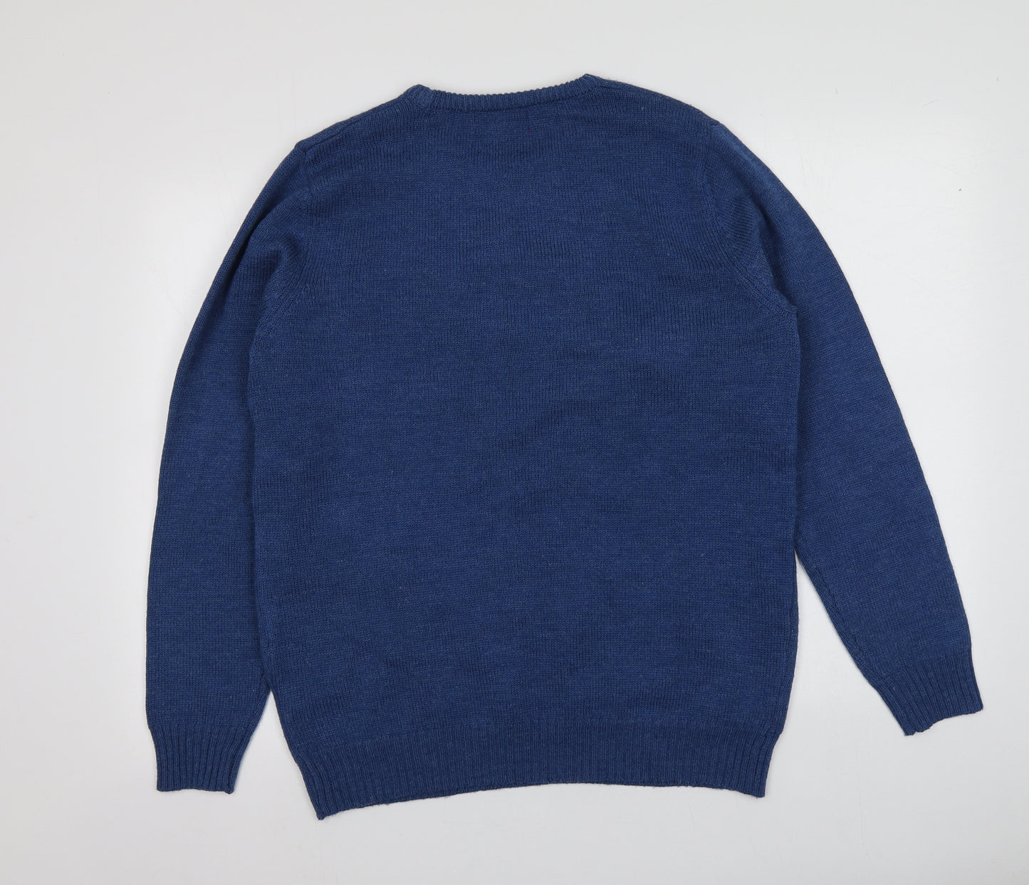 Primark Mens Blue Round Neck  Acrylic Pullover Jumper Size L