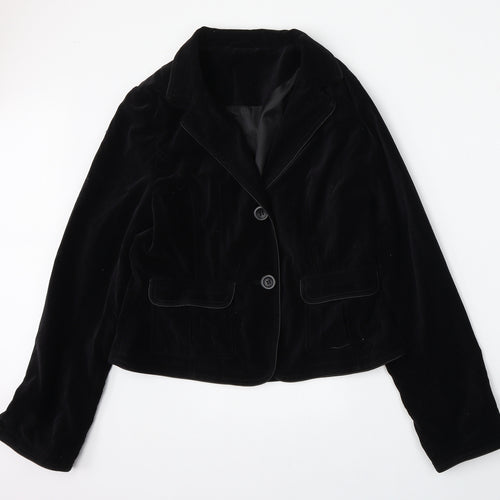 New Look Womens Black  Cotton Jacket Blazer Size 16