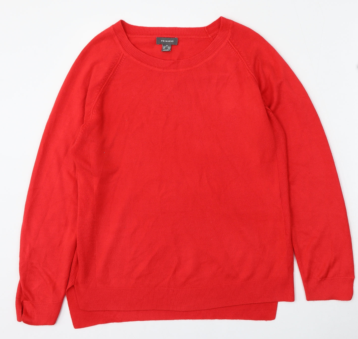 Primark Womens Red Round Neck  Acrylic Pullover Jumper Size 12