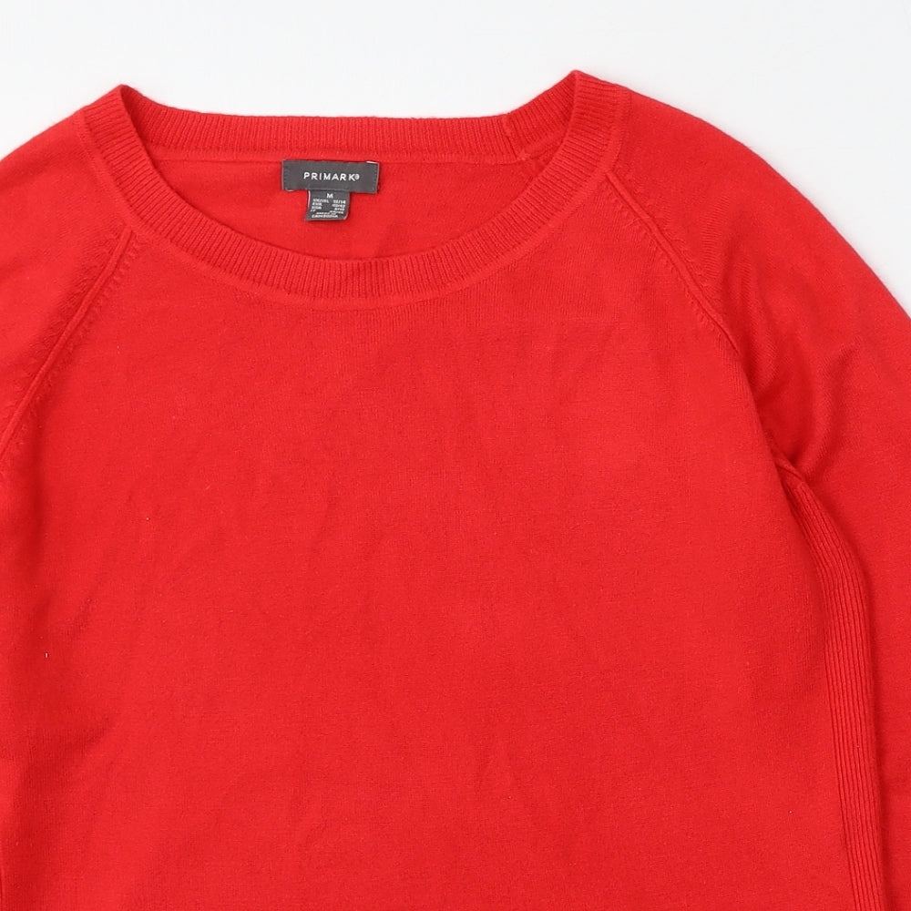Primark Womens Red Round Neck  Acrylic Pullover Jumper Size 12