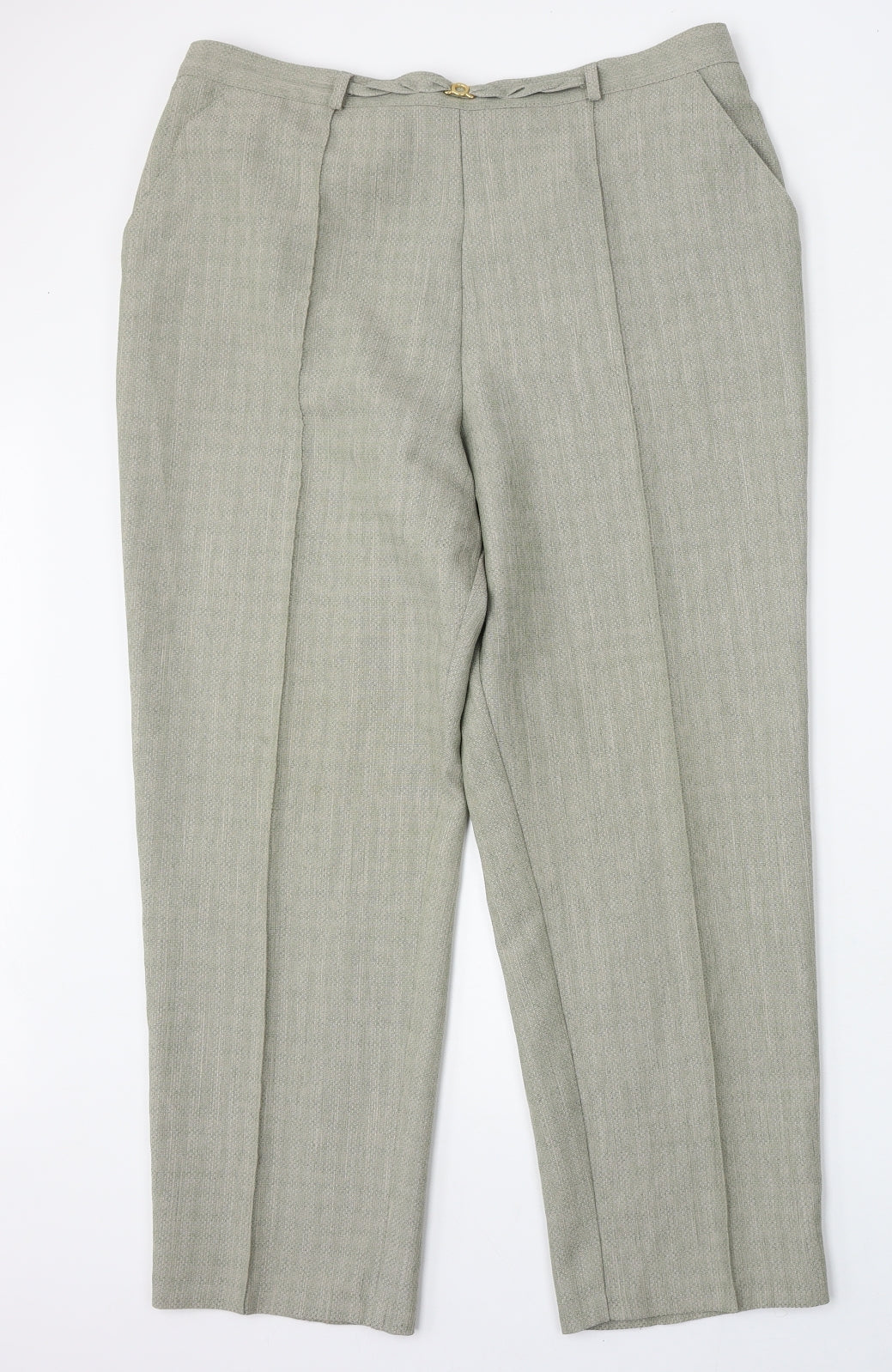 Marks and Spencer Womens Green  Polyester Trousers  Size 16 L27 in Regular