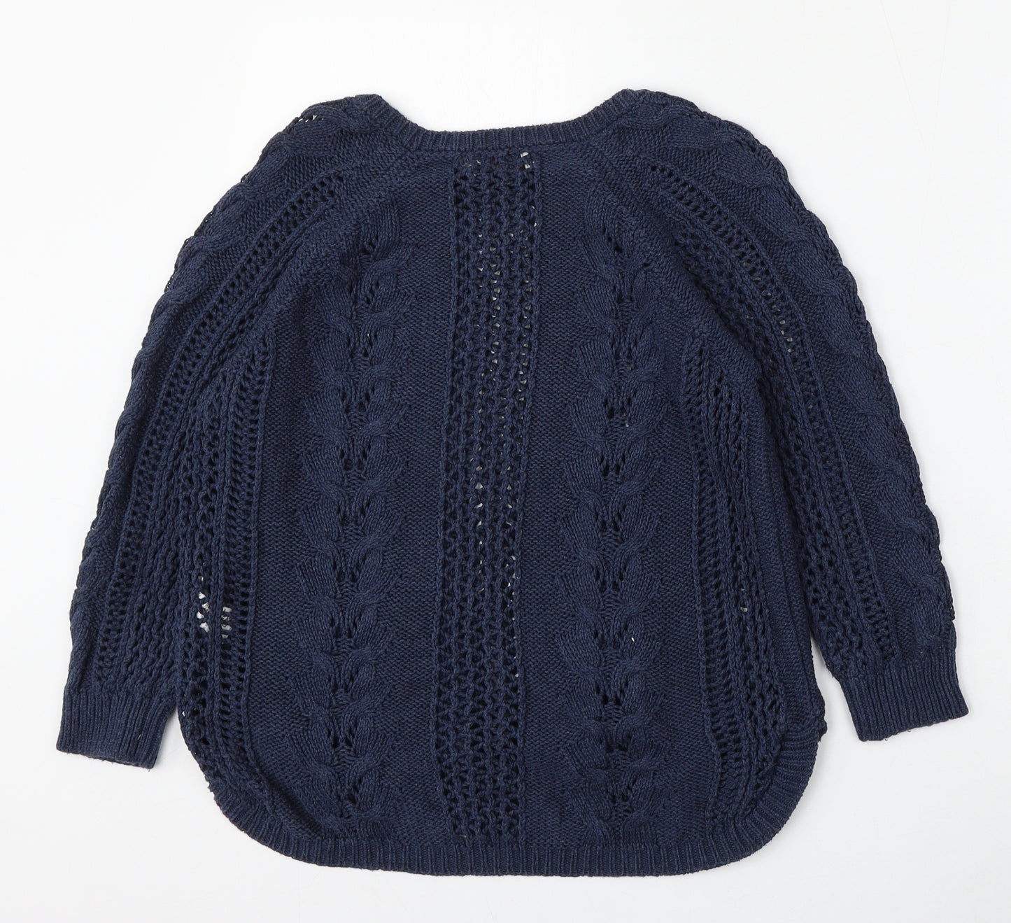 Marks and Spencer Womens Blue Round Neck  Cotton Pullover Jumper Size 8