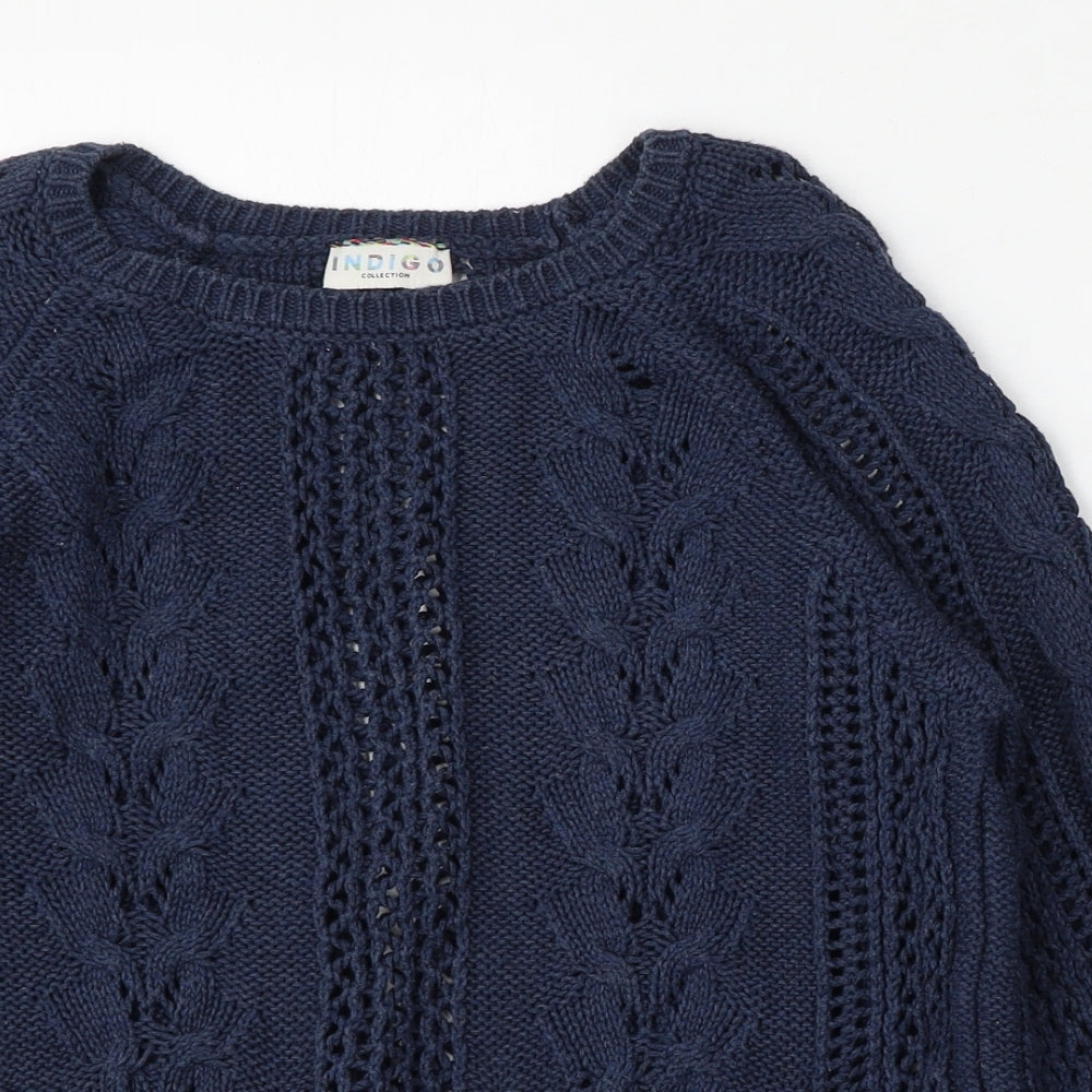Marks and Spencer Womens Blue Round Neck  Cotton Pullover Jumper Size 8