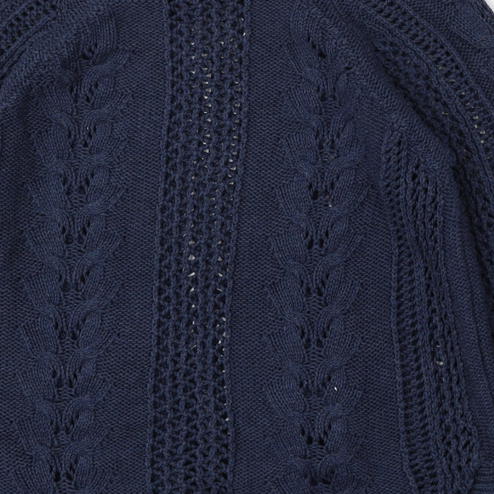 Marks and Spencer Womens Blue Round Neck  Cotton Pullover Jumper Size 8