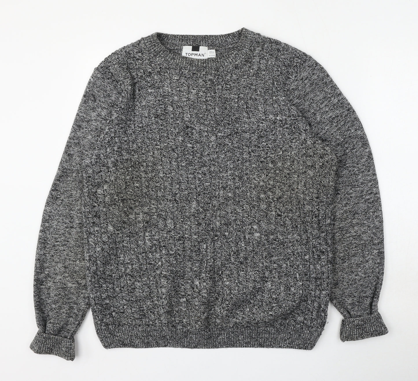 Topman Mens Grey Round Neck  Acrylic Pullover Jumper Size M