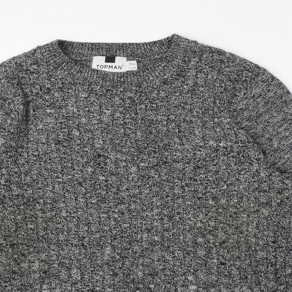 Topman Mens Grey Round Neck  Acrylic Pullover Jumper Size M
