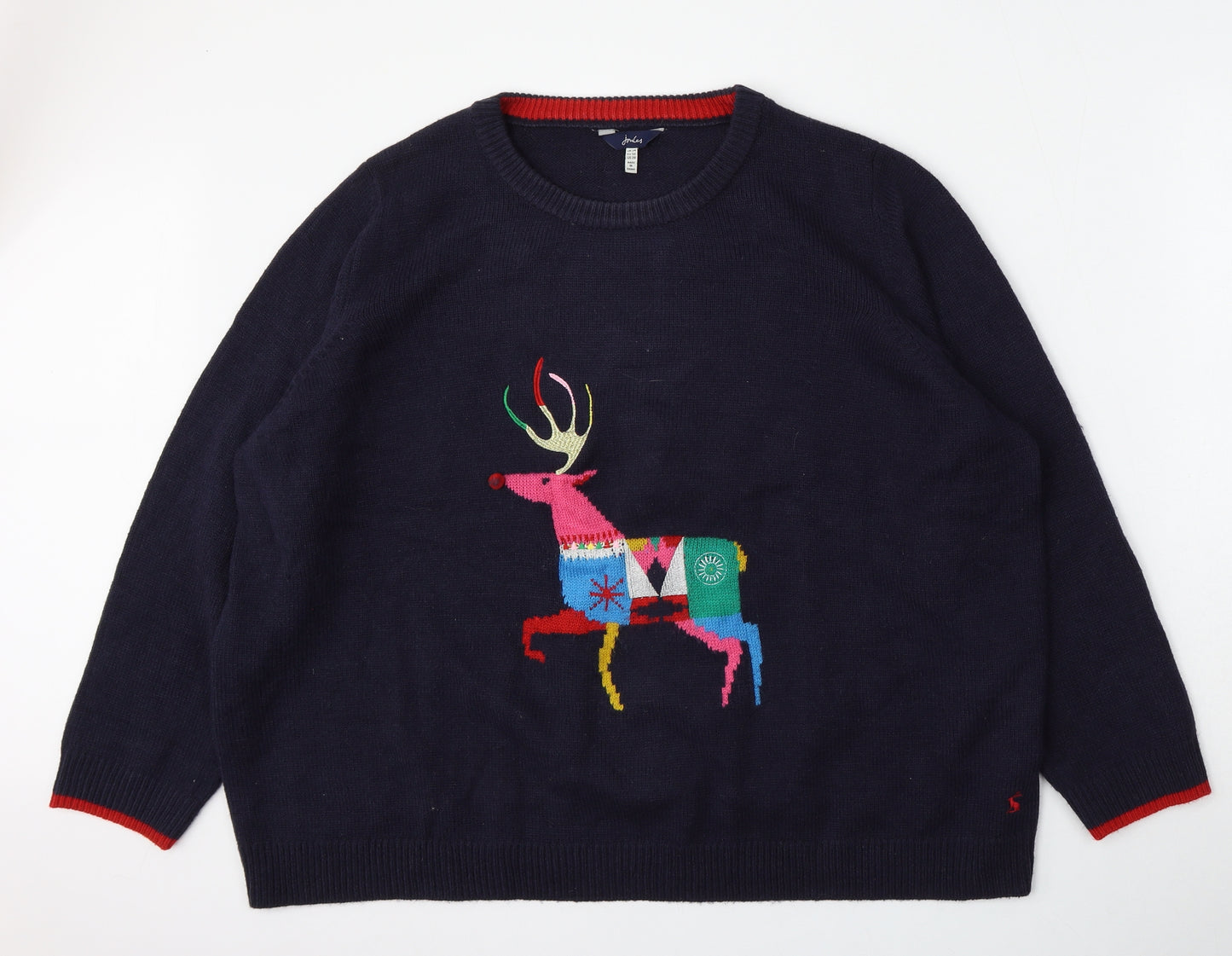 Joules Womens Blue Round Neck  Acrylic Pullover Jumper Size 24