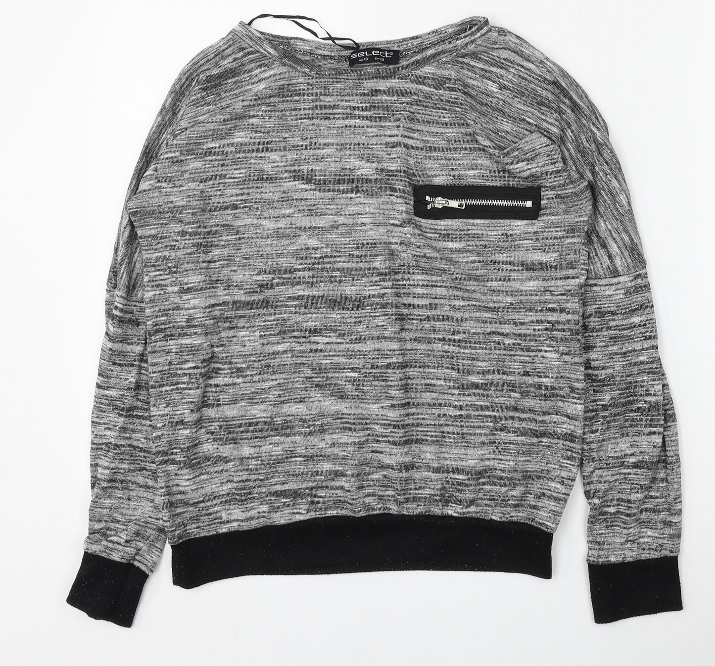 Select Womens Grey Round Neck  Polyester Pullover Jumper Size 10