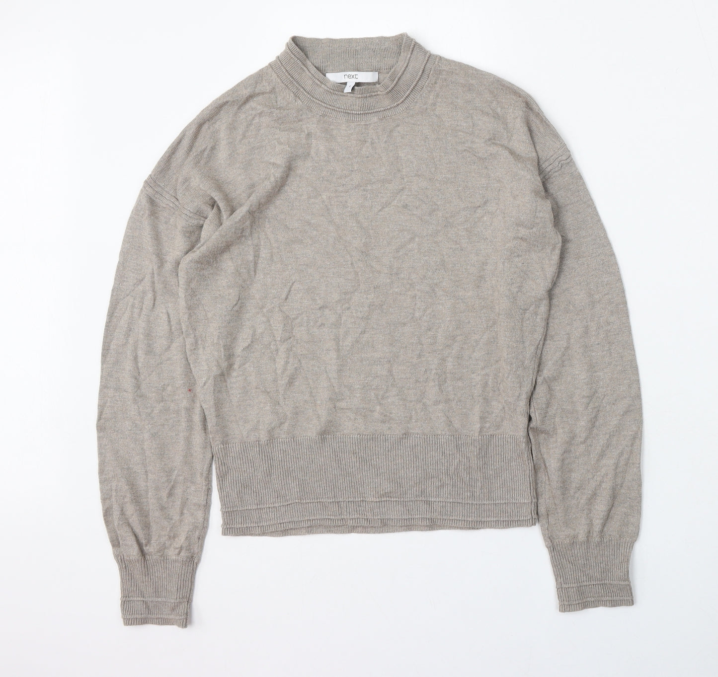 NEXT Womens Beige Round Neck  Viscose Pullover Jumper Size 8