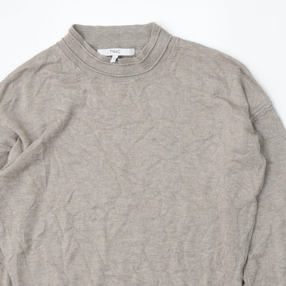 NEXT Womens Beige Round Neck  Viscose Pullover Jumper Size 8