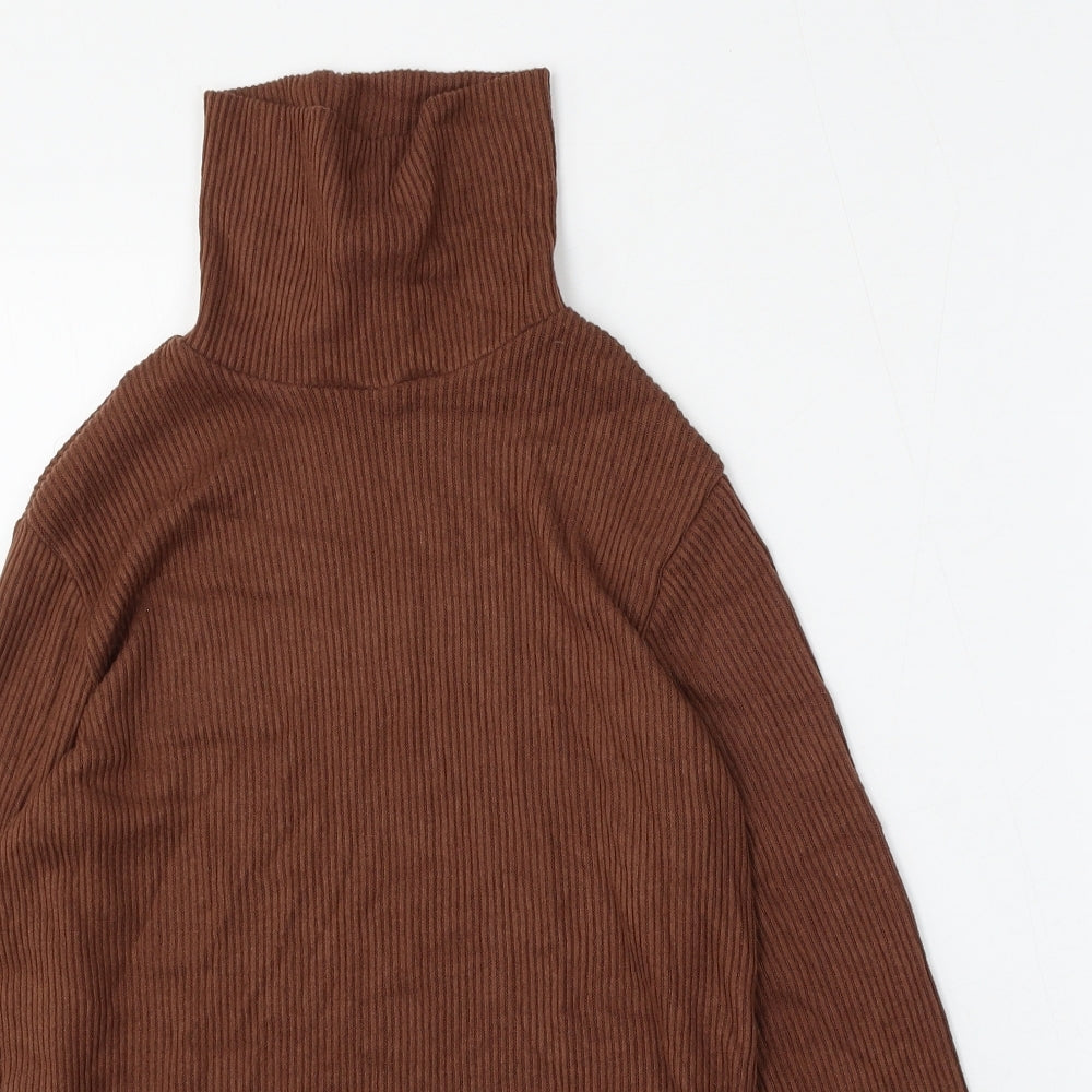 George Womens Brown Mock Neck  Viscose Pullover Jumper Size 10