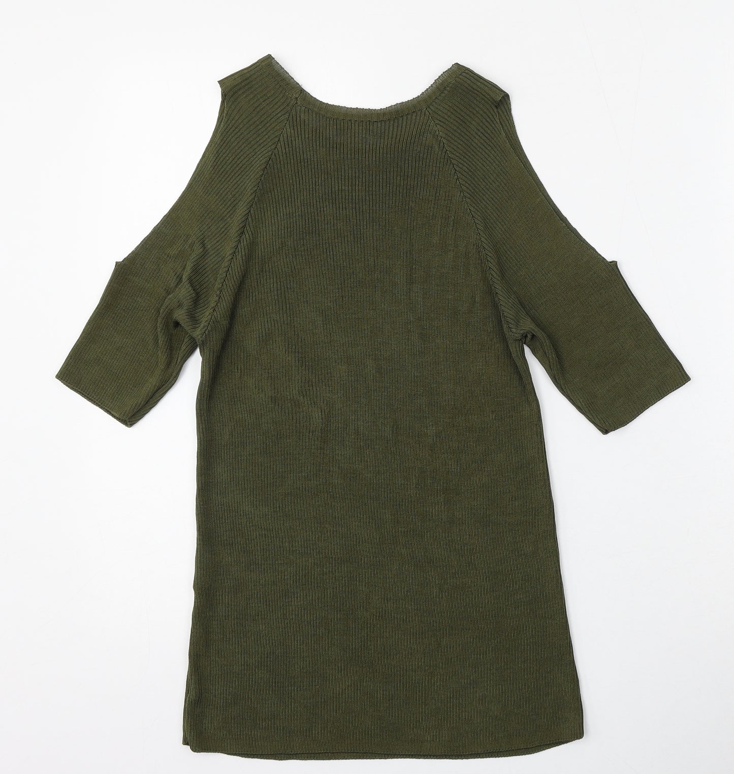 Warehouse Womens Green Round Neck  Viscose Pullover Jumper Size 10