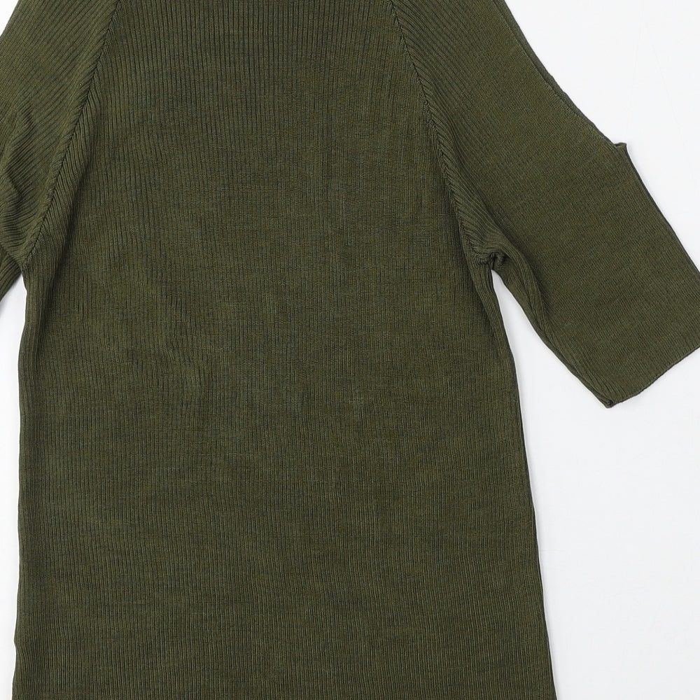 Warehouse Womens Green Round Neck  Viscose Pullover Jumper Size 10