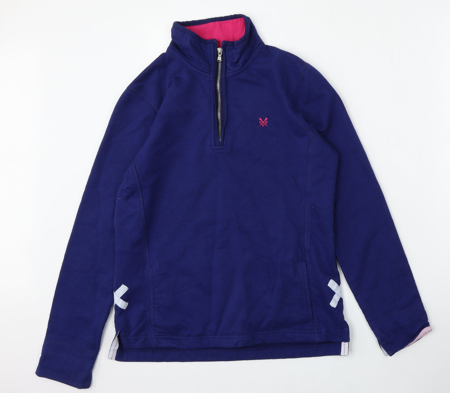 Crew Clothing Womens Blue  Cotton Pullover Sweatshirt Size 10  Zip